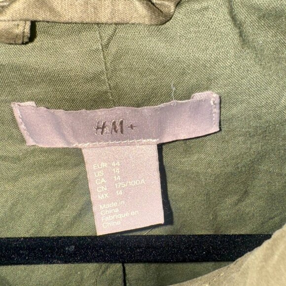 🪖 H&M Cotton Utility Jacket | Size 14 | Khaki Green - Picture 5 of 5